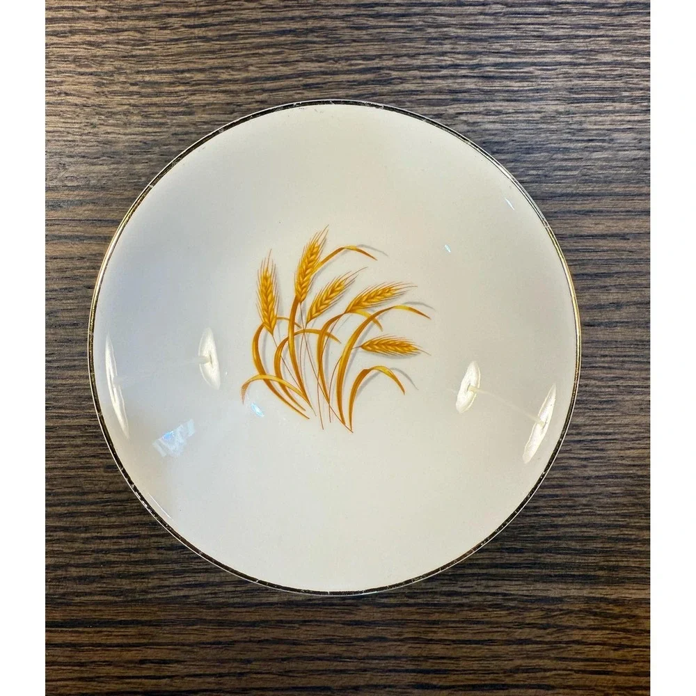 Vintage Golden Wheat Trinket Dish:‎ 22k Gold Trim, Made in USA